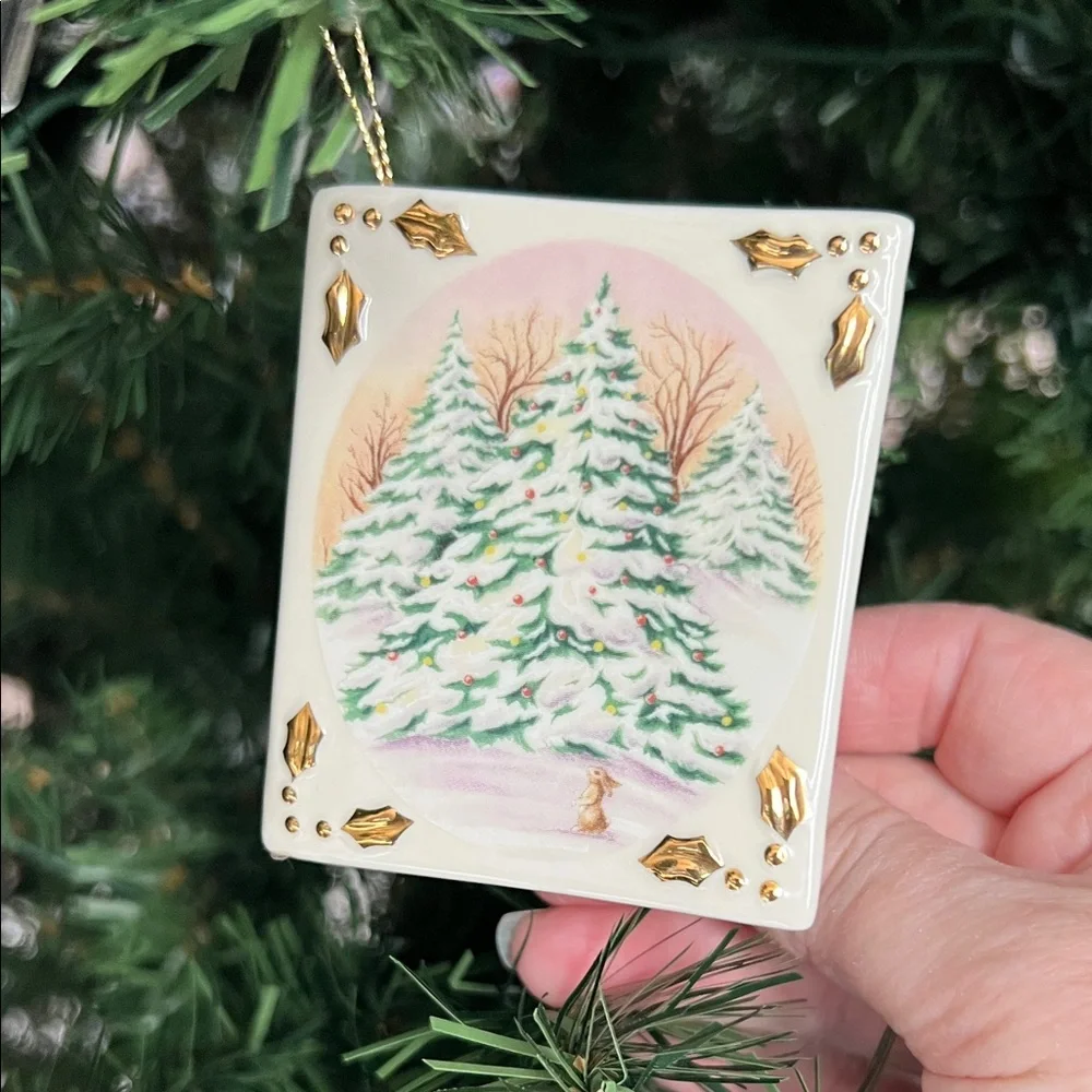 Lenox Christmas Card Ornament - 1st ornament in the Whispering Trees Series - Picture 1 of 6